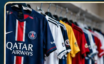 Plusieurs maillots de sport suspendus